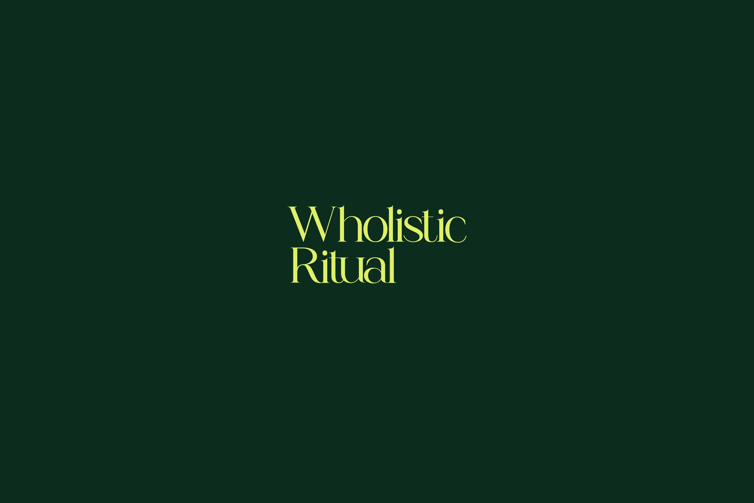 Wholistic Ritual wordmark in lime on deep green