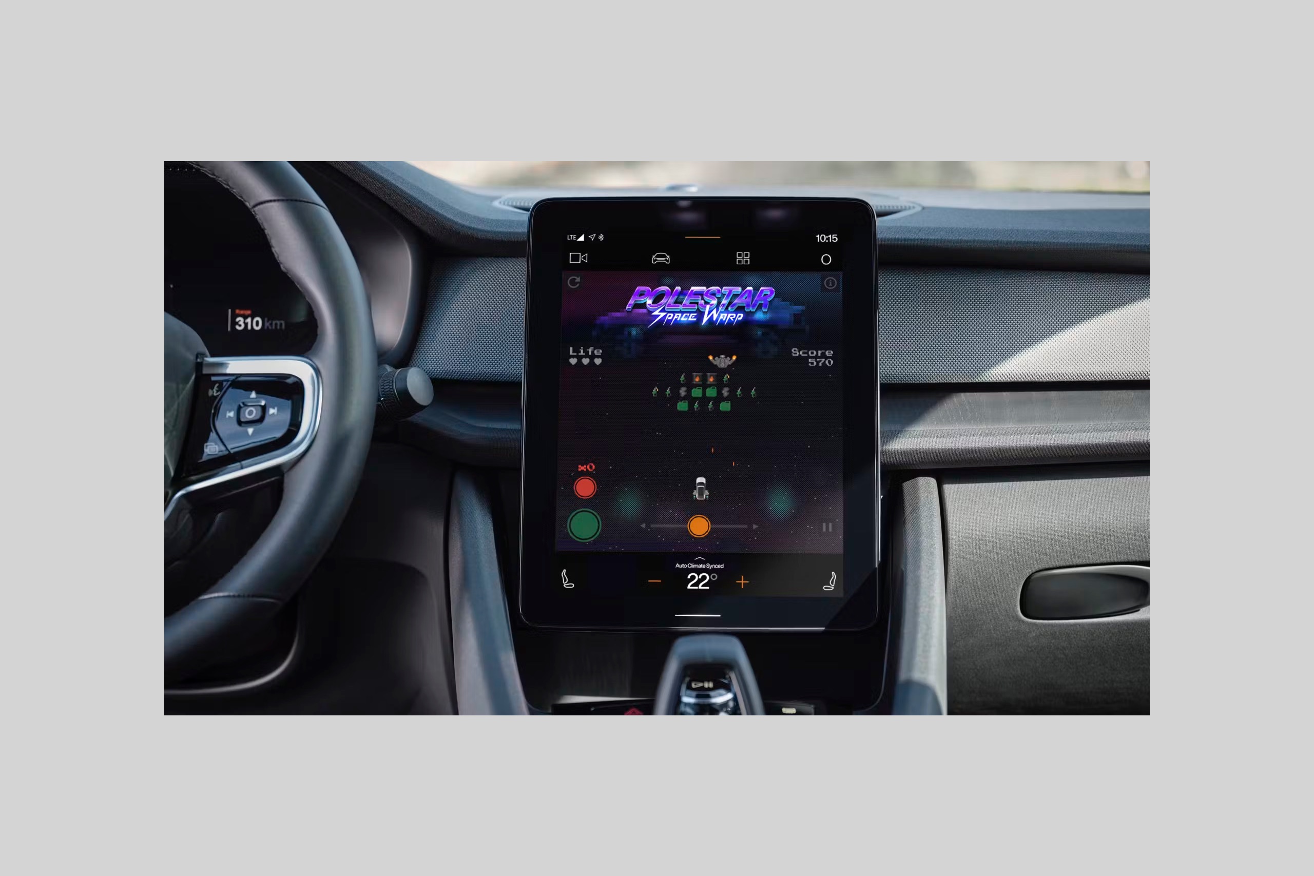 The Polestar Space Warp game running inside the car